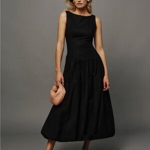 Reformation Black Midi Dress